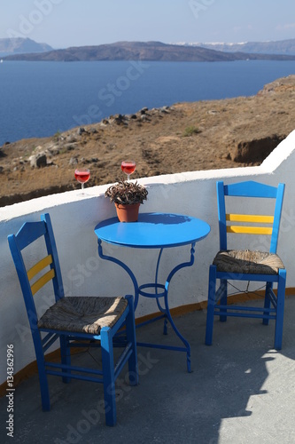 Outdoor seating on Santorini Island, Greece © traveller70