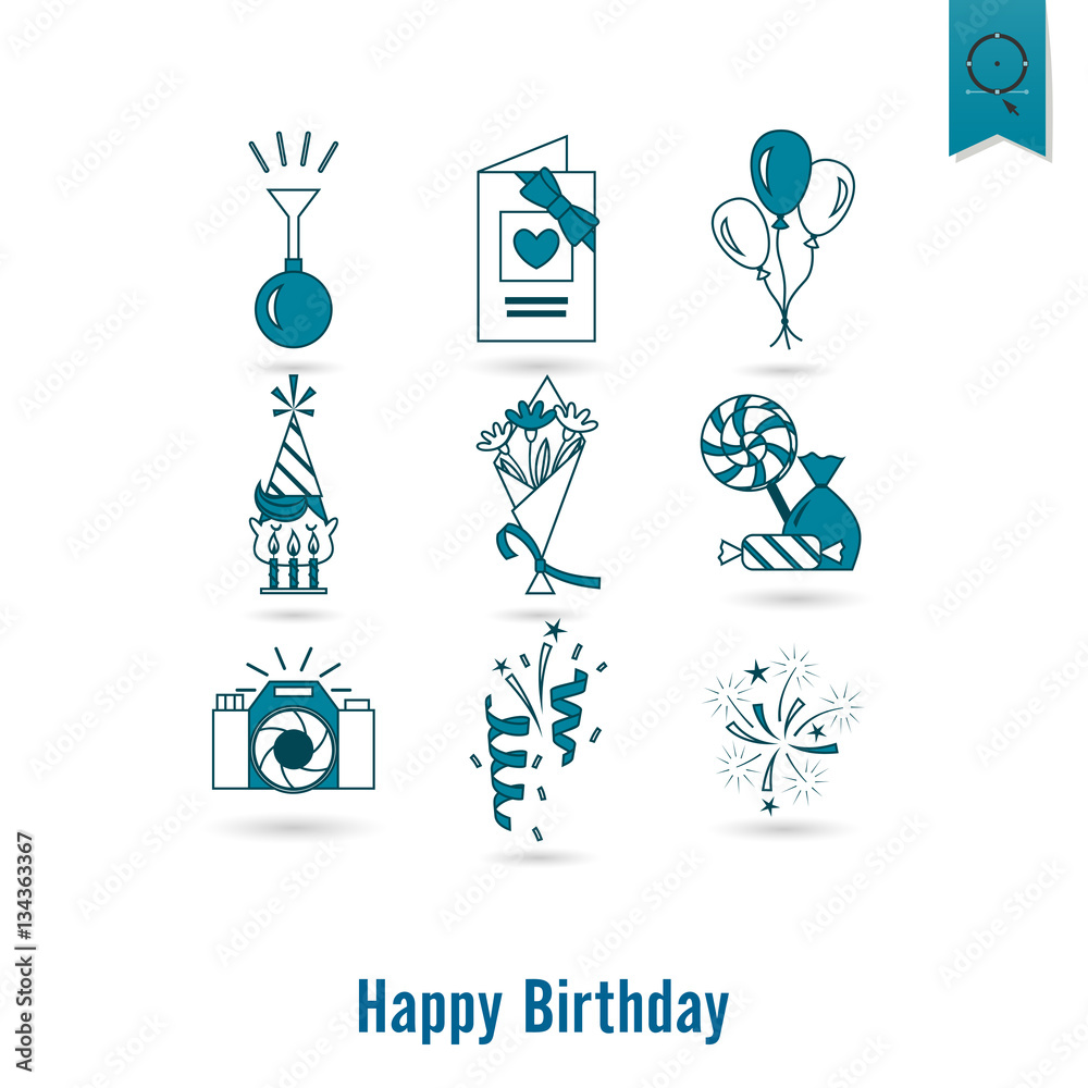 Happy Birthday Icons Set Happy Birthday Icons Set