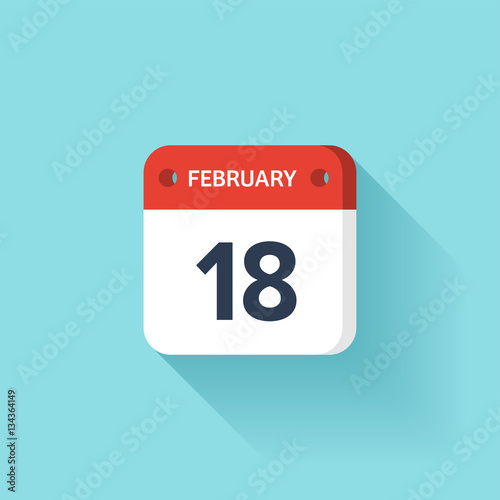 Free Download February 18. Isometric Calendar Icon With Shadow.Vector Illustration,Flat Style.Month and Date.Sunday,Monday,Tuesday,Wednesday,Thursday,Friday,Saturday.Week,Weekend,Red Letter Day. Holidays 2017. - GFXLoad