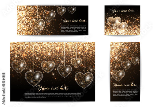 Set of horizontal and vertical banners for a romantic decoration and greetings

