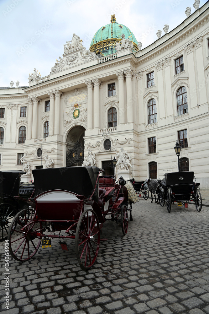 Obraz premium Kutschen vor der Wiener Hofburg