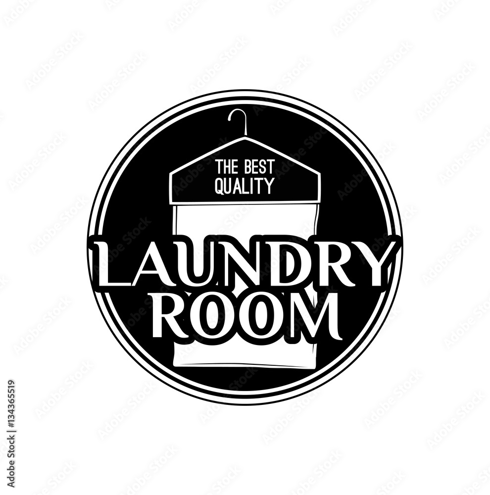 laundry room label, badge, logo with hanger Vector laundry room label, badge, logo with hanger Vector