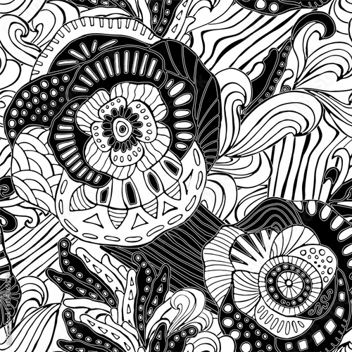 stock vector seamless flower, doodle pattern. abstract art backg