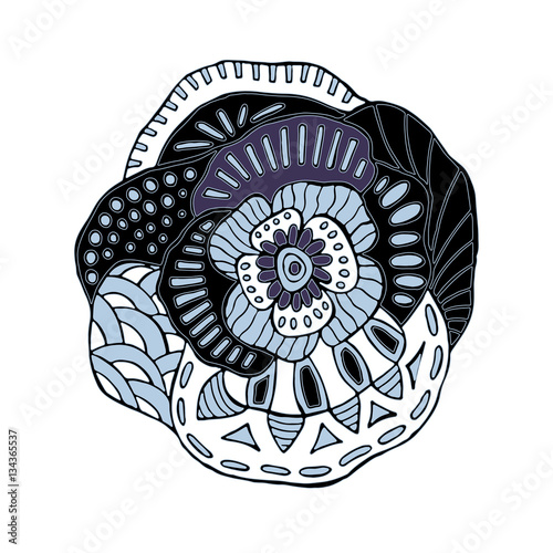 stock vector big isolated flower, doodle pattern. abstract art b