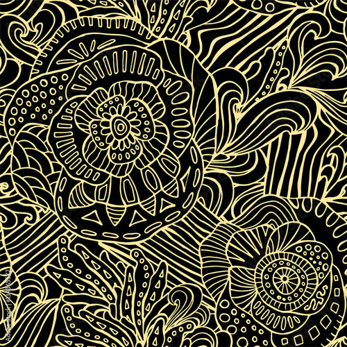 stock vector seamless flower, doodle pattern. abstract art backg