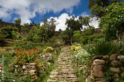 Inca stairs at Isla del Sol photo