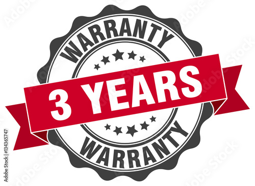 3 years warranty stamp. sign. seal