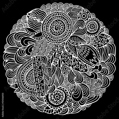 stock vector abstract hand draw flower and wave, doodle pattern.