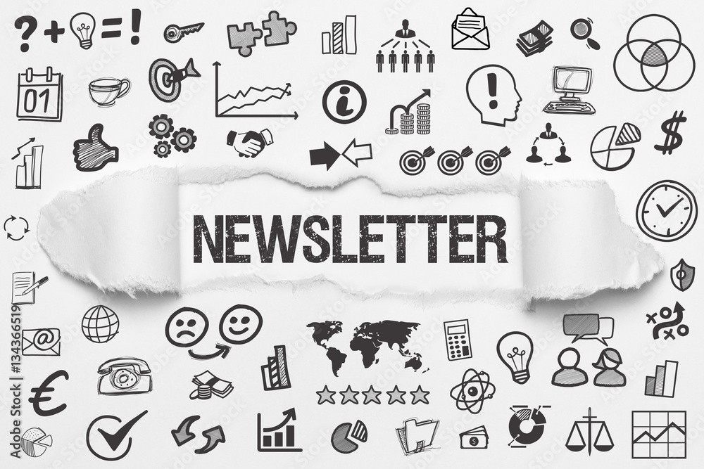 © magele-picture - Newsletter / weißes Papier mit Symbole