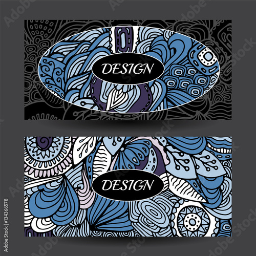 Stock vector cartoon hand draw colorful corporate identity horiz
