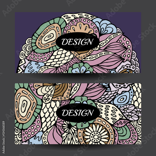 Stock vector cartoon hand draw colorful corporate identity horiz
