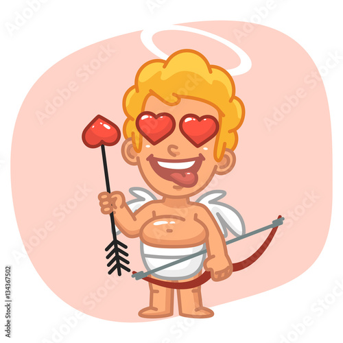 Cupid with Loving Eyes Holding Bow and Arrow