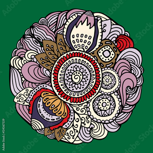 stock vector abstract hand draw flower and wave, doodle pattern.