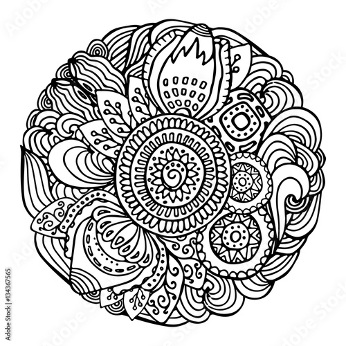 stock vector abstract hand draw flower and wave, doodle pattern.