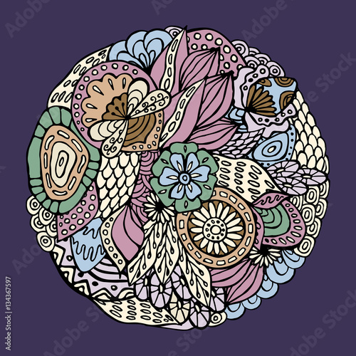 stock vector abstract hand draw flower and wave, doodle pattern.