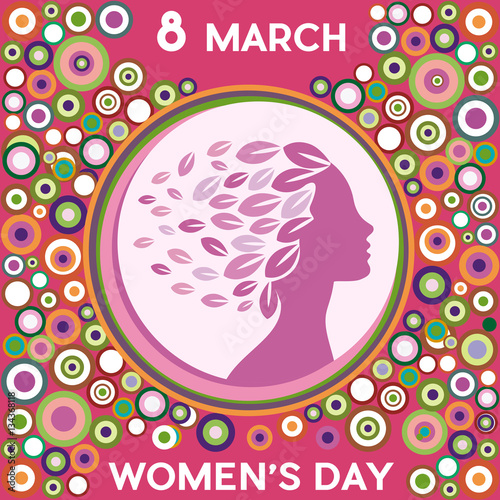 Vintage poster 8 march, women's day international. Vector illust