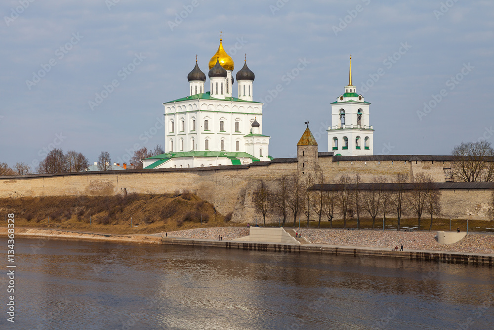 Orthodox churches of Kremlin in Pskov, Russia