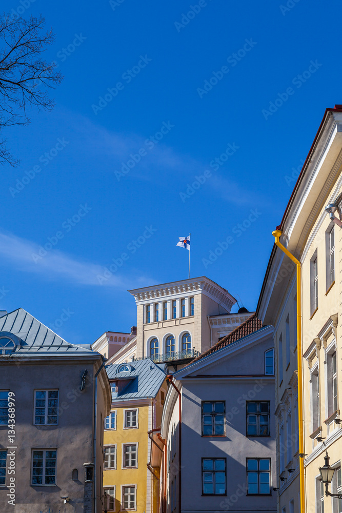Finnish flag in Tallinn, Estonia Finnish flag in Tallinn, Estonia