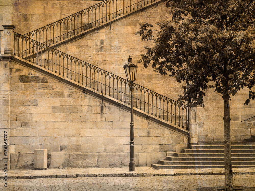 Fototapeta premium Detail der Karlsbrücke, Prag, Tschechien, in sepia
