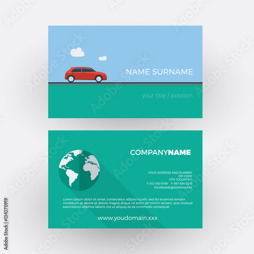 red car on the road. vector professional business card