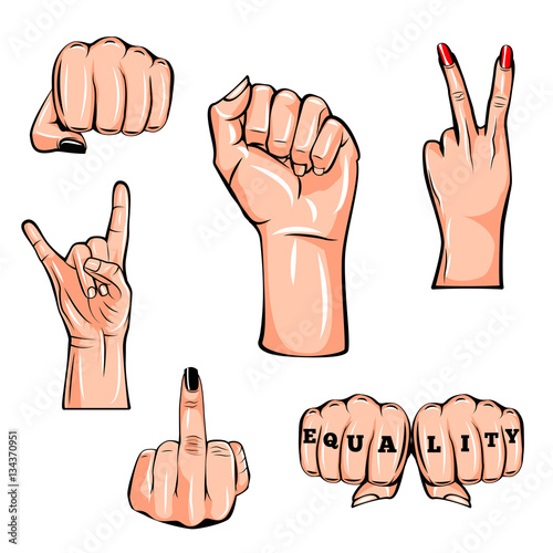 Set of gestures of hands in a vector