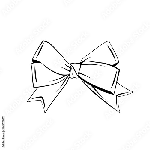 A bow ribbon gift in a vintage woodcut engraved etching style