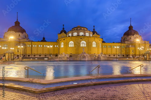 Photography Szechnyi thermal bath spa in Budapest Hungary