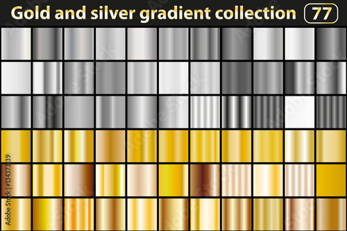 Gold and silver gradient collection. Vector illustration