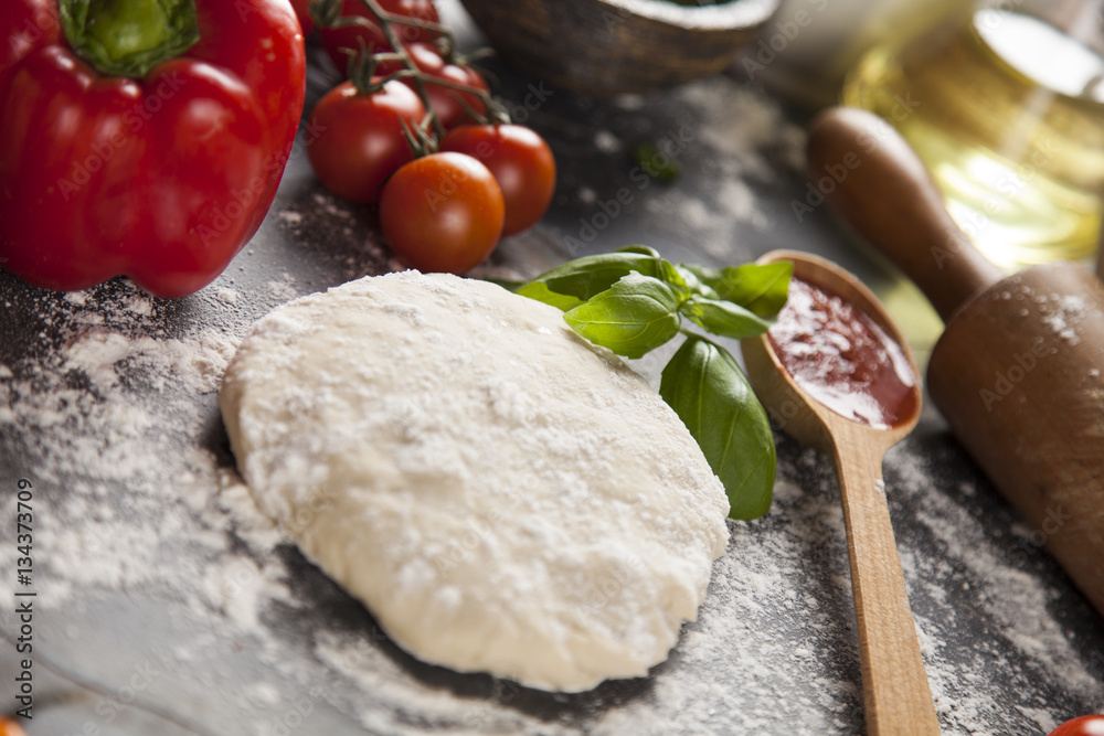 Homemade italian pizza preparation Homemade italian pizza preparation
