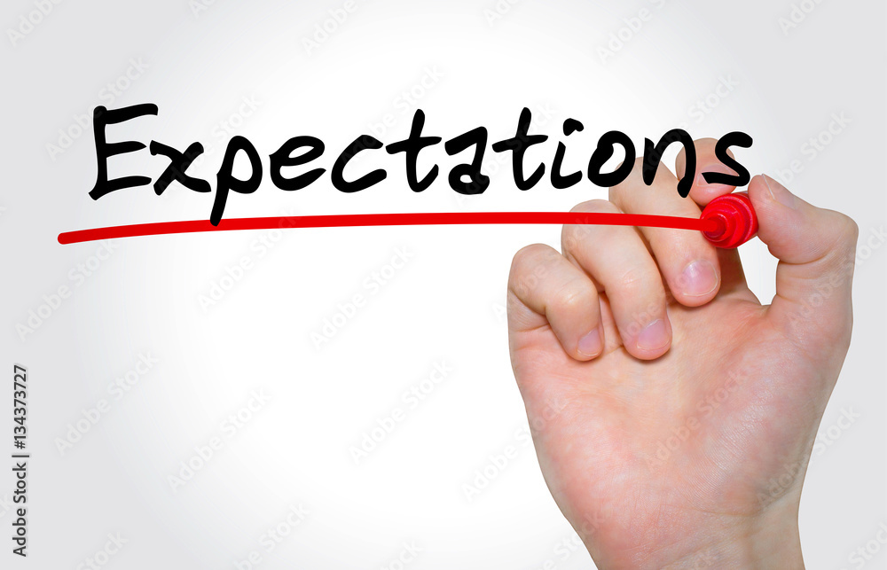 Ταπετσαρία Hand writing inscription Expectations with marker, concept