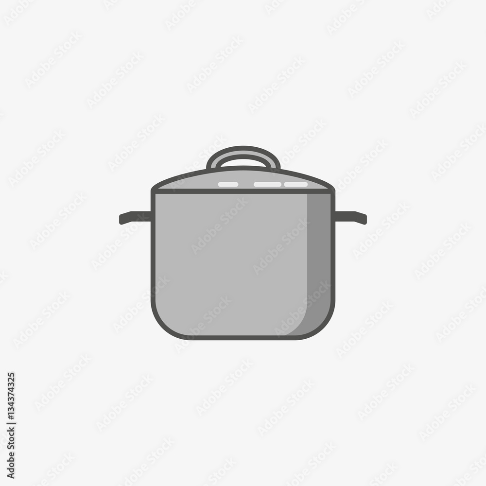 Traditional big saucepan on grey background. For manual cooking only. Kitchen utensils. Stock vector
Traditional big saucepan on grey background. For manual cooking only. Kitchen utensils. Stock vector