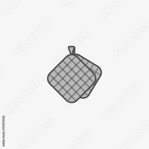 Flat pot holder icon for taking hot kitchen tools shcu as pots, pans, baking pan. Oven mittens.
