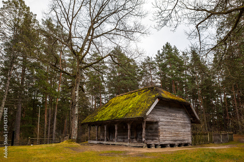 View of the rustic farm storehouse. Wooden architecture of North and Baltics © yegorov_nick