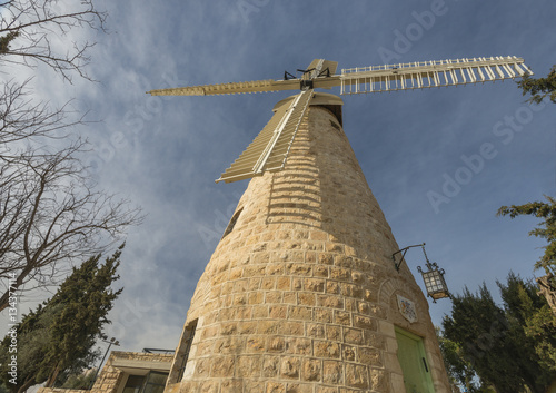 Montefiore windmill, Jerusalem. It is a famous architectural museum and publi...