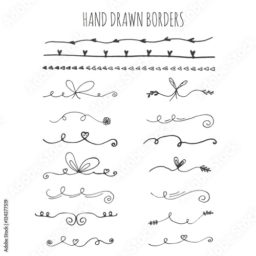 Collection of hand drawn ink borders