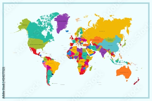 world map with country name vector illustration