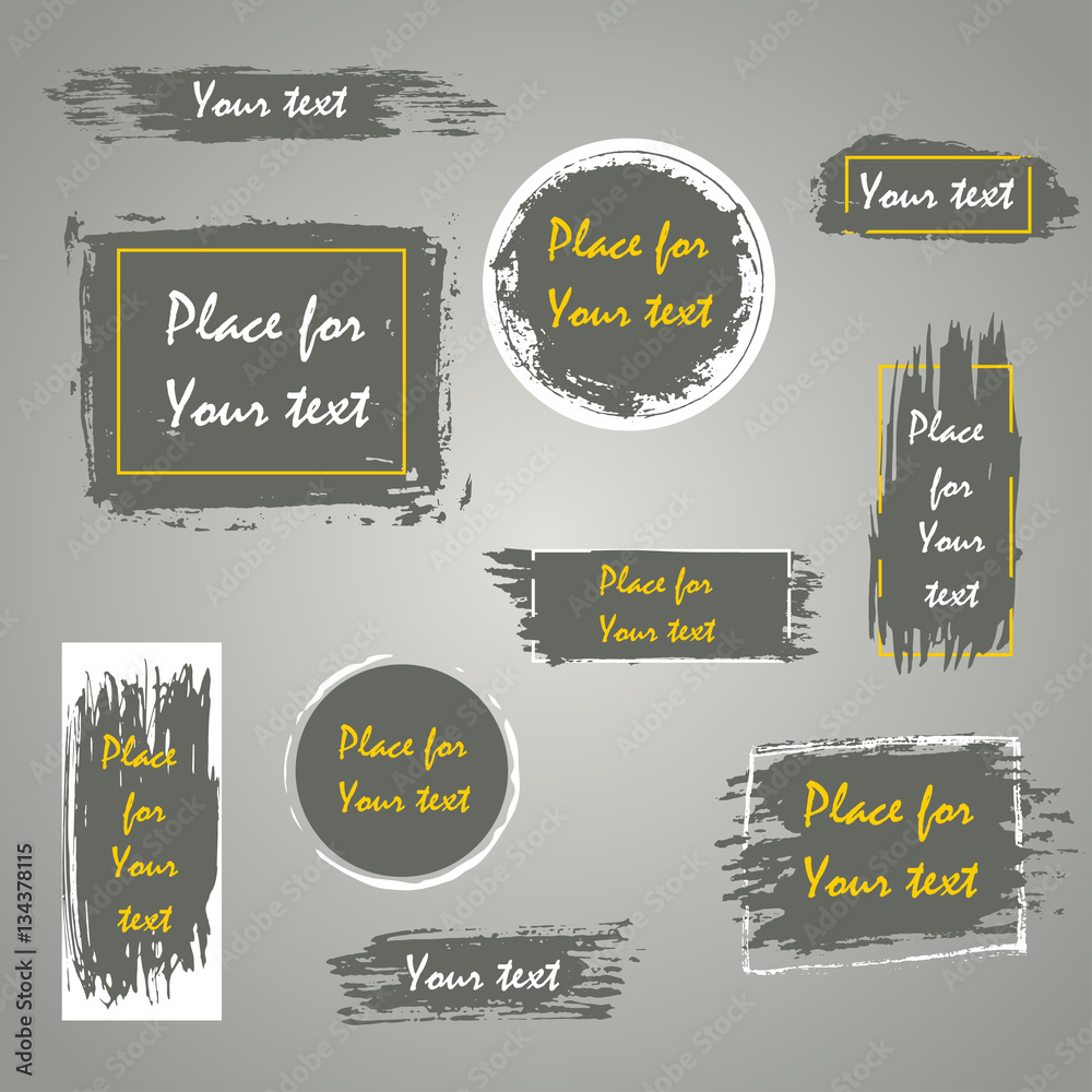 Obraz premium Hand drawn grunge brush strokes, circle, square, rectangle