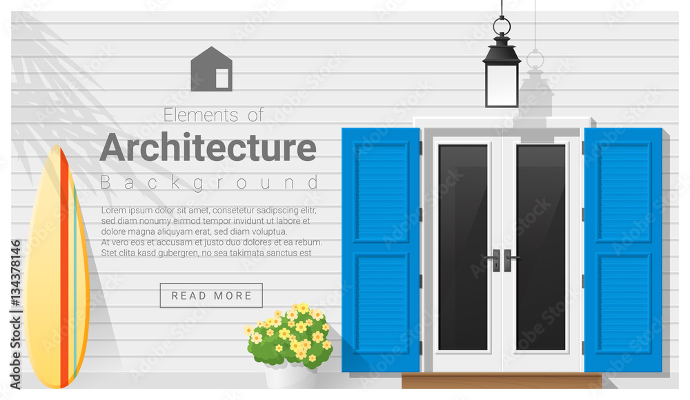 Naklejka premium Elements of architecture , front door background , vector ,illustration