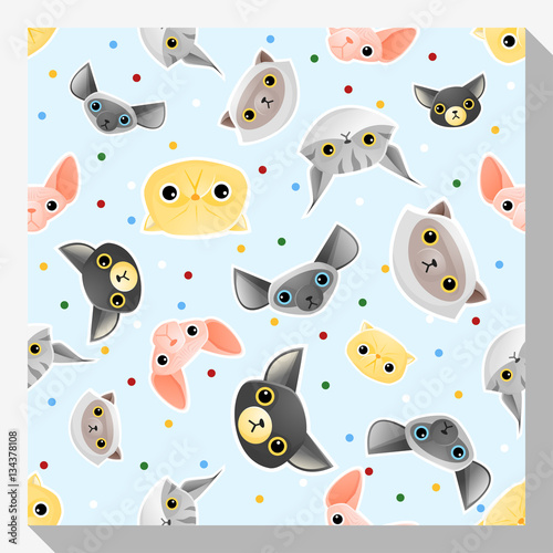 Animal seamless pattern collection with cat , vector , illustration