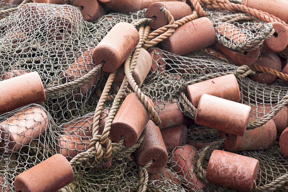 Fishing gear Tools for fishing in south of Sweden Stock Photo