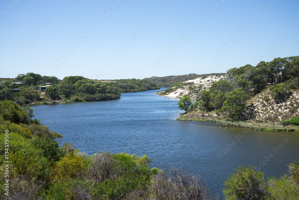 A view of Moore river and its banks in Western Australia