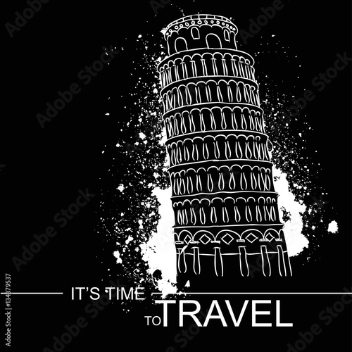 Vector illustration of Leaning tower of Pisa