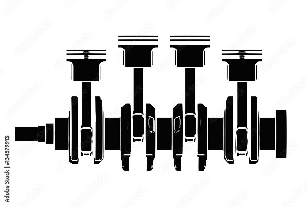 3d illustration of crankshaft with engine pistons 3d illustration of crankshaft with engine pistons