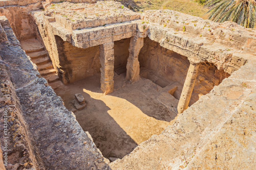 ancient burial chamber at the 'Tomb of the Kings in Paphos, Cypr