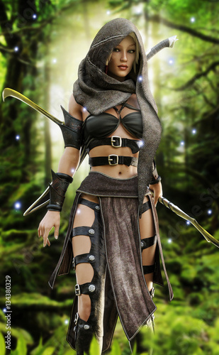 Dekoracja na wymiar  mysterious-wood-elf-warrior-in-a-mystical-forest-setting-fantasy-3d-rendering
