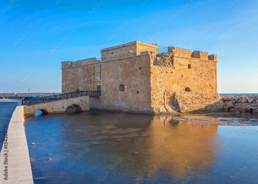 Late afternoon view of the Paphos Castle , Cyprus