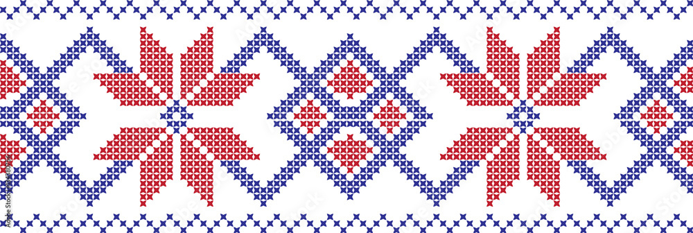 Embroidered cross-national pattern Embroidered cross-national pattern
