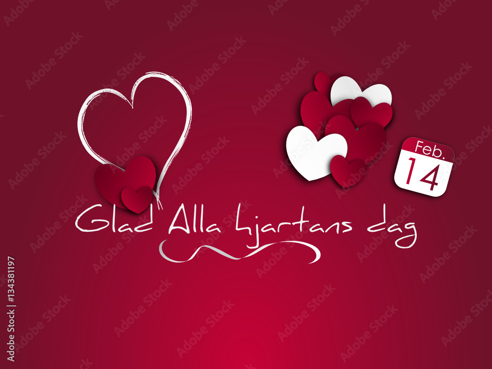 Glad Alla hjartans dag 14 februari vector de Stock | Adobe Stock