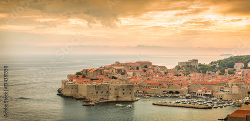 Panoramic landscape of Dubrovnik, historic city in Croatia.