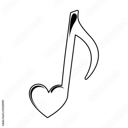 music note with heart vector illustration design